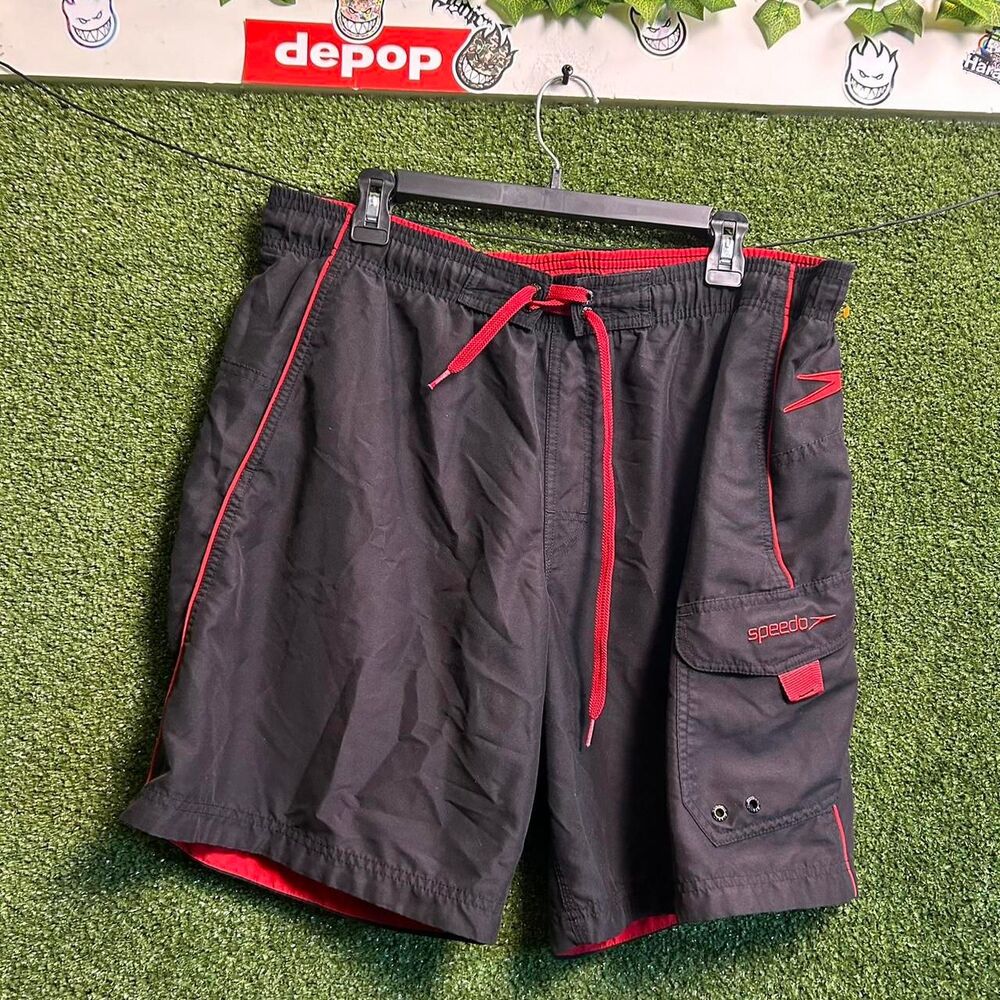 Speedo Men's Black and Grey Swim-briefs-shorts